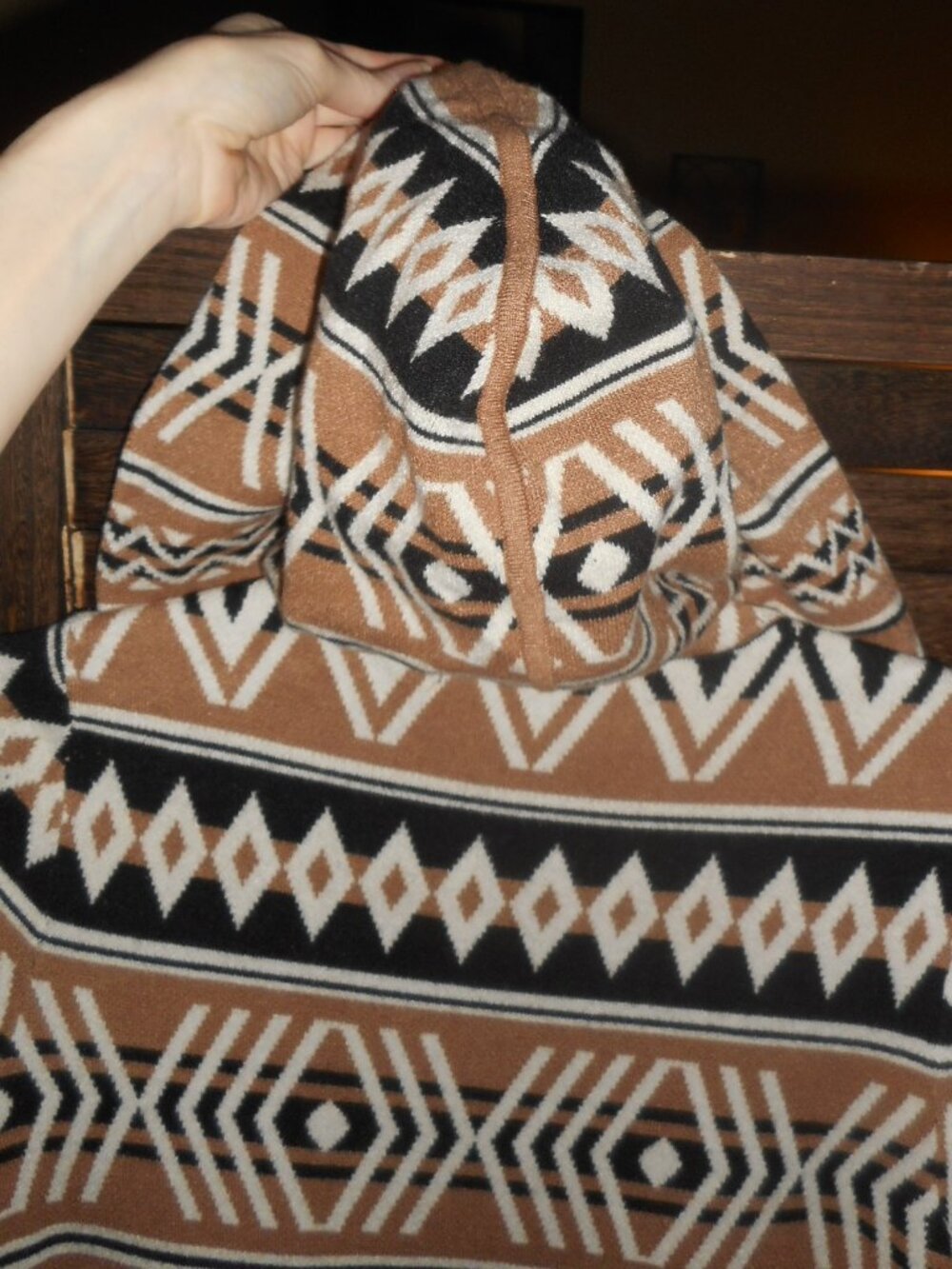 Rachel Zoe Aztec Western print hooded duster sweater cardigan, Medium - Picture 3 of 8